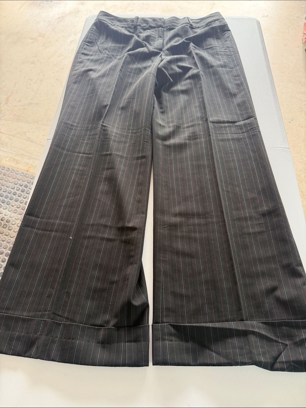 Woman’s Worthington Black Pinstripe Wide-Leg Dress Pants, Size 12